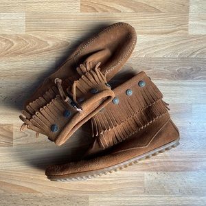 Double Fringe Suede Boots